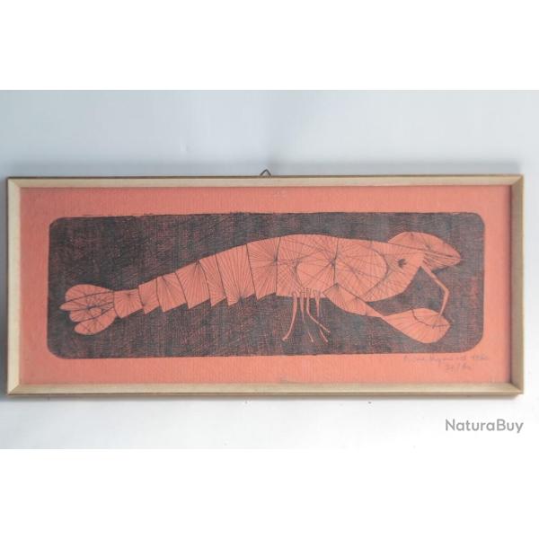 Lithographie originale �crevisse Pierre Reymond 1960