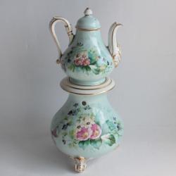 Tisani&egrave;re porcelaine peinte Fleurs Napol&eacute;on III