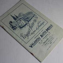 Livret programme voyage Marseille Valadou Auto-Mails 1957