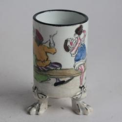 Porte cure-dents céramique personnages grotesques Sarreguemines