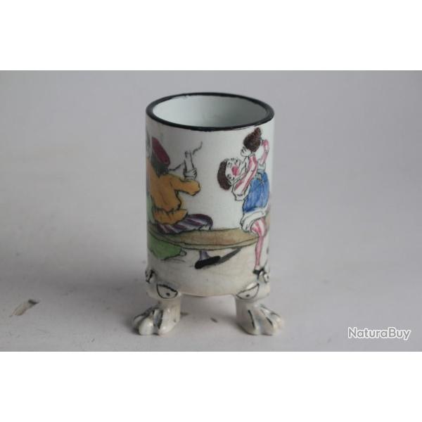 Porte cure-dents cramique personnages grotesques Sarreguemines