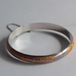 Bracelet jonc argent &eacute;maill&eacute;