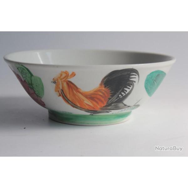 Bol porcelaine peint main coq Chine