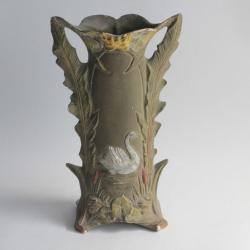 Vase soliflore porcelaine biscuit Cygne Art Nouveau