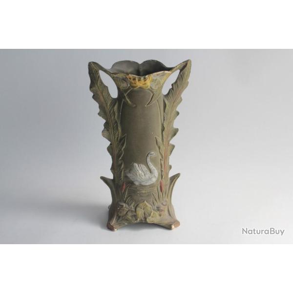 Vase soliflore porcelaine biscuit Cygne Art Nouveau