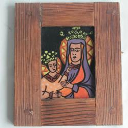 Ic&ocirc;ne Peinture fix&eacute;e sous verre Vierge de Czestochowa