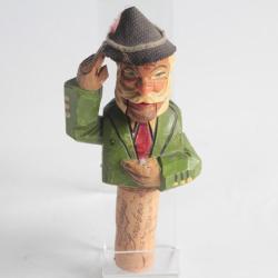 Bouchon à système bois sculpté Art Populaire