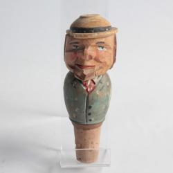 Bouchon à système bois sculpté Art Populaire