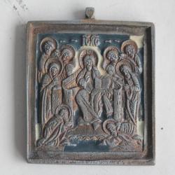 Petite ic&ocirc;ne de voyage m&eacute;tal &eacute;maill&eacute; Christ D&eacute;isis