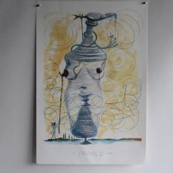 SALVADOR DALI Lithographie Femme surréaliste béquille Giacomo Casanova