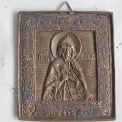 Icône bronze émaillé Saint Nicolas Russie
