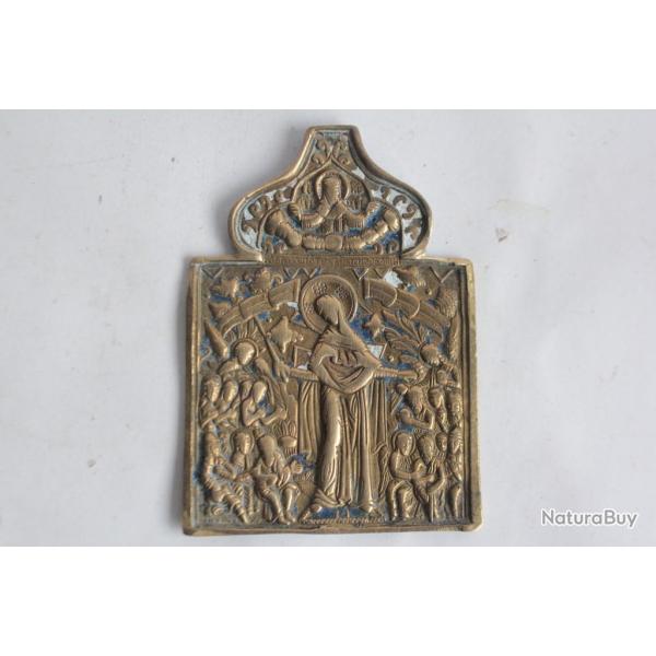 Icne bronze maill Protection de la Mre de Dieu Russie XIXe sicle