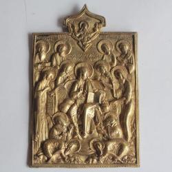 Icône orthodoxe bronze Conciles des Apôtres XIXe sièclea