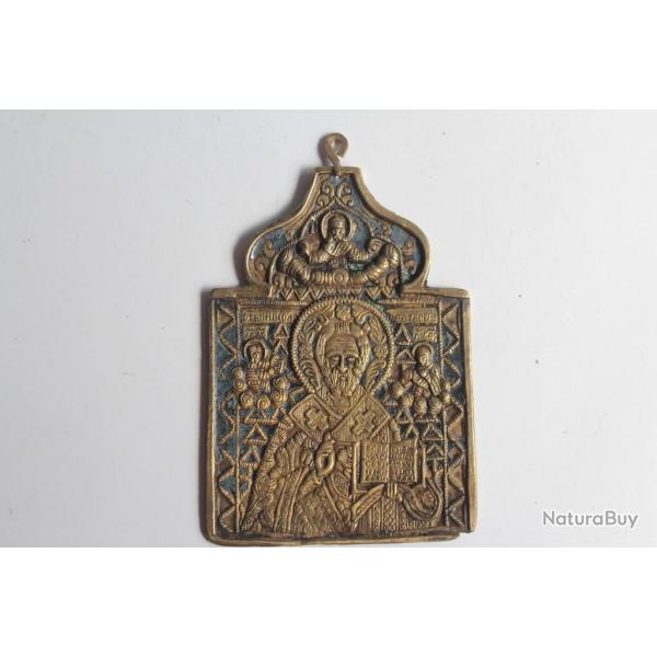 Icne bronze maill Saint Nicolas le Thaumaturge Russie XIXe sicle