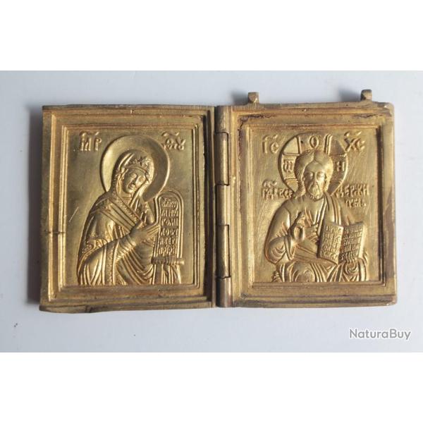 Ic�ne triptyque bronze �maill� D�isis Russie XIXe si�cle