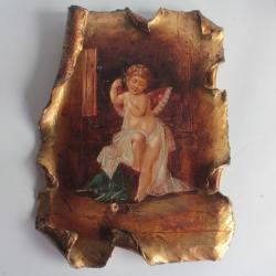 Peinture terre cuite angelot téléphone Napoléon III Pr. Goldscheider