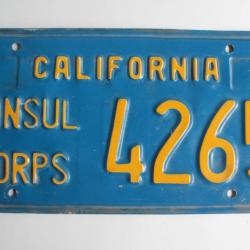 Plaque d'immatriculation Corps diplomatique Californie 1970