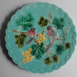 Assiette barbotine Oiseaux Sarreguemines