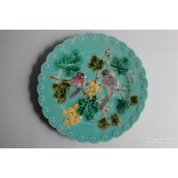 Assiette barbotine Oiseaux Sarreguemines