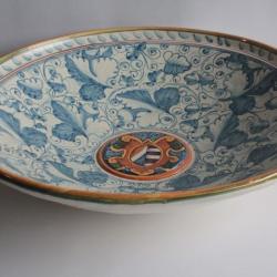 Grand Plat faïence majolique Italie décor renaissance