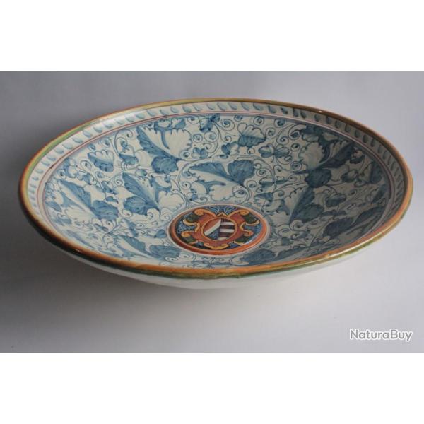 Grand Plat fa�ence majolique Italie d�cor renaissance