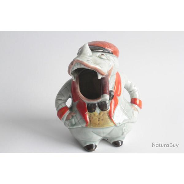 Pot zoomorphe humoristique Rhinocros au cigare
