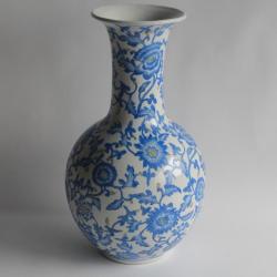 Grand vase porcelaine Fleurs bleues Chine