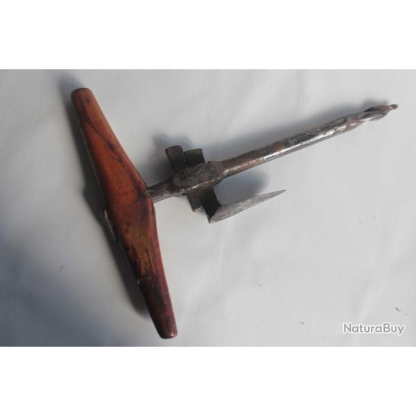 Ancien Outil Vrille vigneron Art populaire