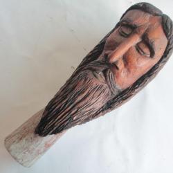 Tête de Christ bois sculpté