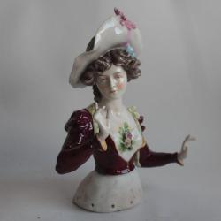 Grande Demi figurine porcelaine Femme 10 trous bras détachés