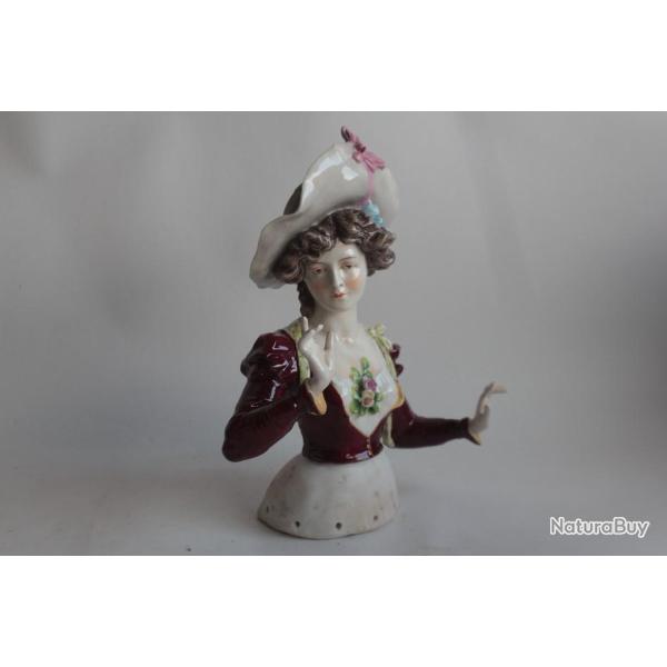 Grande Demi figurine porcelaine Femme 10 trous bras dtachs