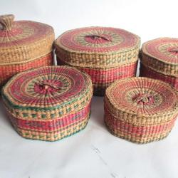 Boites gigognes octogonales tressées main vannerie