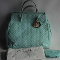 Christian DIOR Sac à main cannage bleu clair
