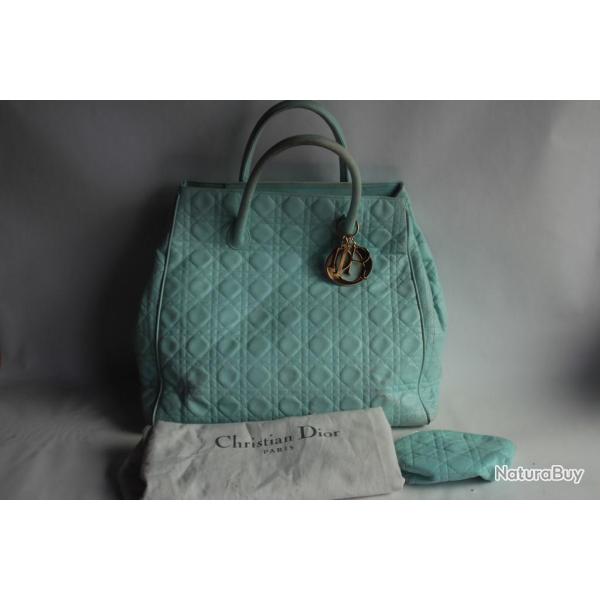 Christian DIOR Sac  main cannage bleu clair