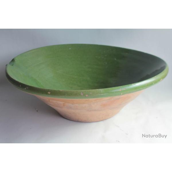 Ancien Bol Tian provenal terre vernisse vert Jatte