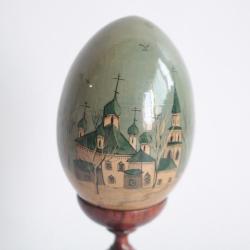 OEuf bois laqué Russe église orthodoxe