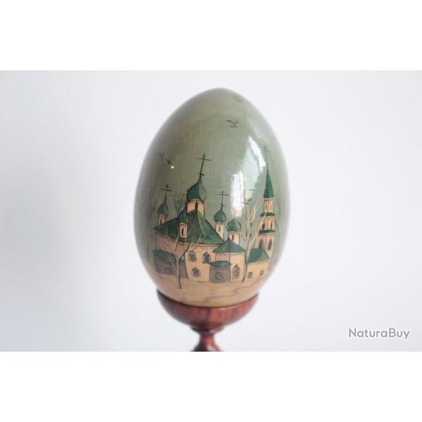 OEuf bois laqu Russe glise orthodoxe