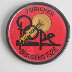 Miroir de poche publicitaire Ampoule Pope Züricher Blumenfest 1928