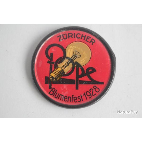 Miroir de poche publicitaire Ampoule Pope Z�richer Blumenfest 1928