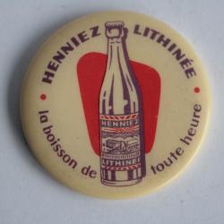 Miroir de poche publicitaire Boisson Henniez Lithinée