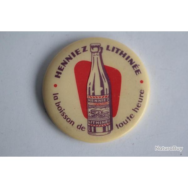 Miroir de poche publicitaire Boisson Henniez Lithine