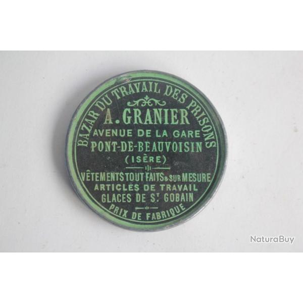 Miroir de poche publicitaire Bazar prisons Granier Pont-de-Beauvoisin