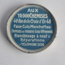 Miroir de poche publicitaire Aux 10000 chemises Genève Suisse