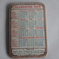 Miroir de poche publicitaire Calendrier 1929 Dreyfus Chaussures Paris