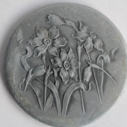 Miroir de poche publicitaire Fleurs Art Nouveau