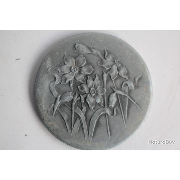 Miroir de poche publicitaire Fleurs Art Nouveau