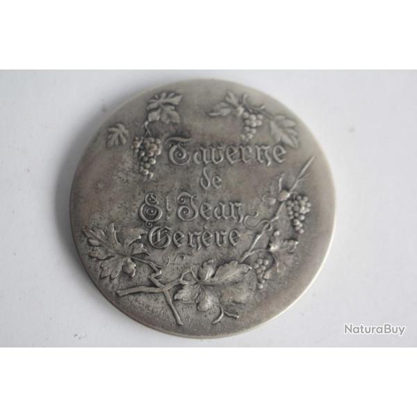 Miroir de poche publicitaire Taverne de St Jean Gen�ve Suisse Vignes