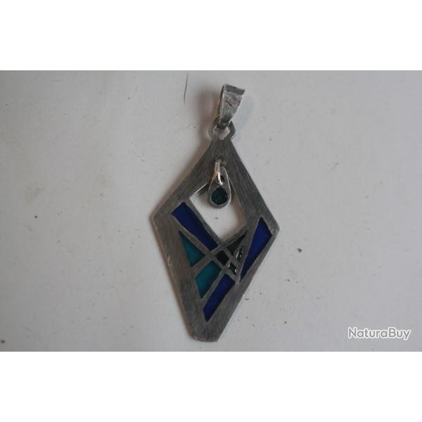 Pendentif argent et �mail plique � jour