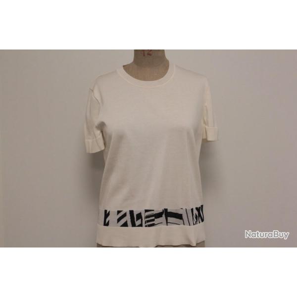 HERMES Haut bicolore lin et coton T42