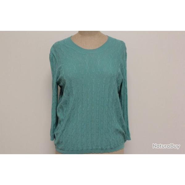 HERMES Pull bleu Mors cachemire et soie T42